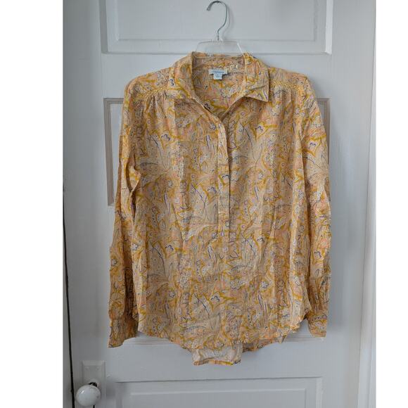 Sundance Poppy Bloom Yellow Floral Paisley Blouse Button Down Boho Size Small - Picture 1 of 7